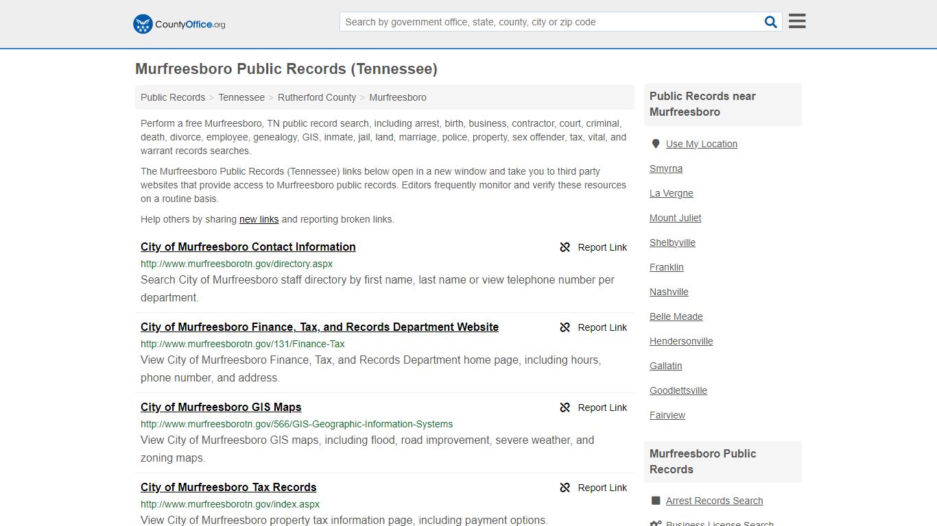 Public Records - Murfreesboro, TN (Business, Criminal, GIS, Property ...