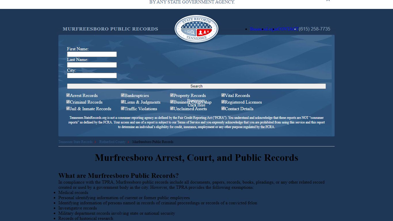 Murfreesboro Arrest and Public Records - StateRecords.org