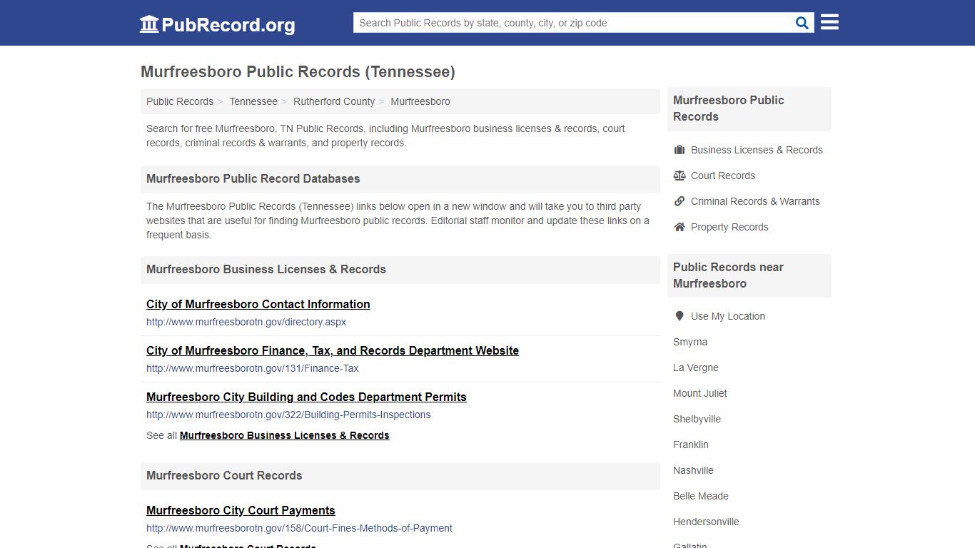 Free Murfreesboro Public Records (Tennessee Public Records)